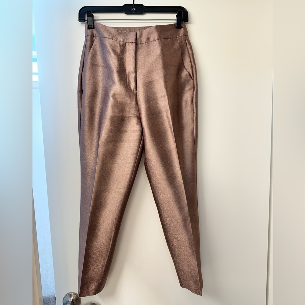Zara Brocade Trousers in Copper Gold